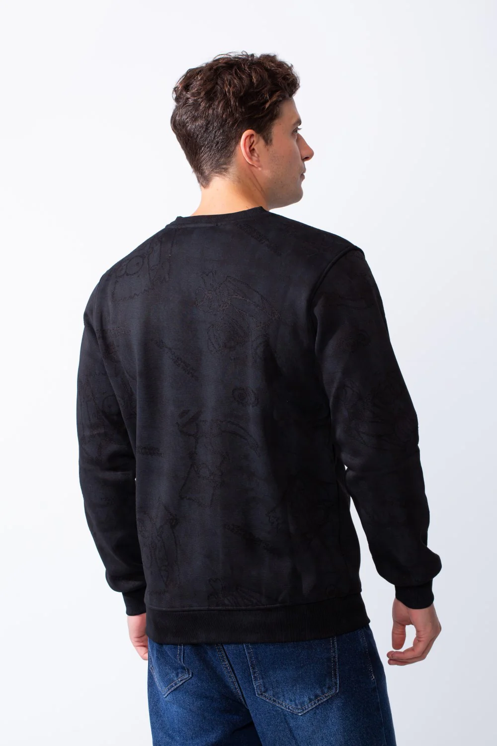 Men's Long Sleeves Crew Neck With Casual Playful Pattern Perfect For Layering Comfy Slim Fit Sweatshirt - Image 2