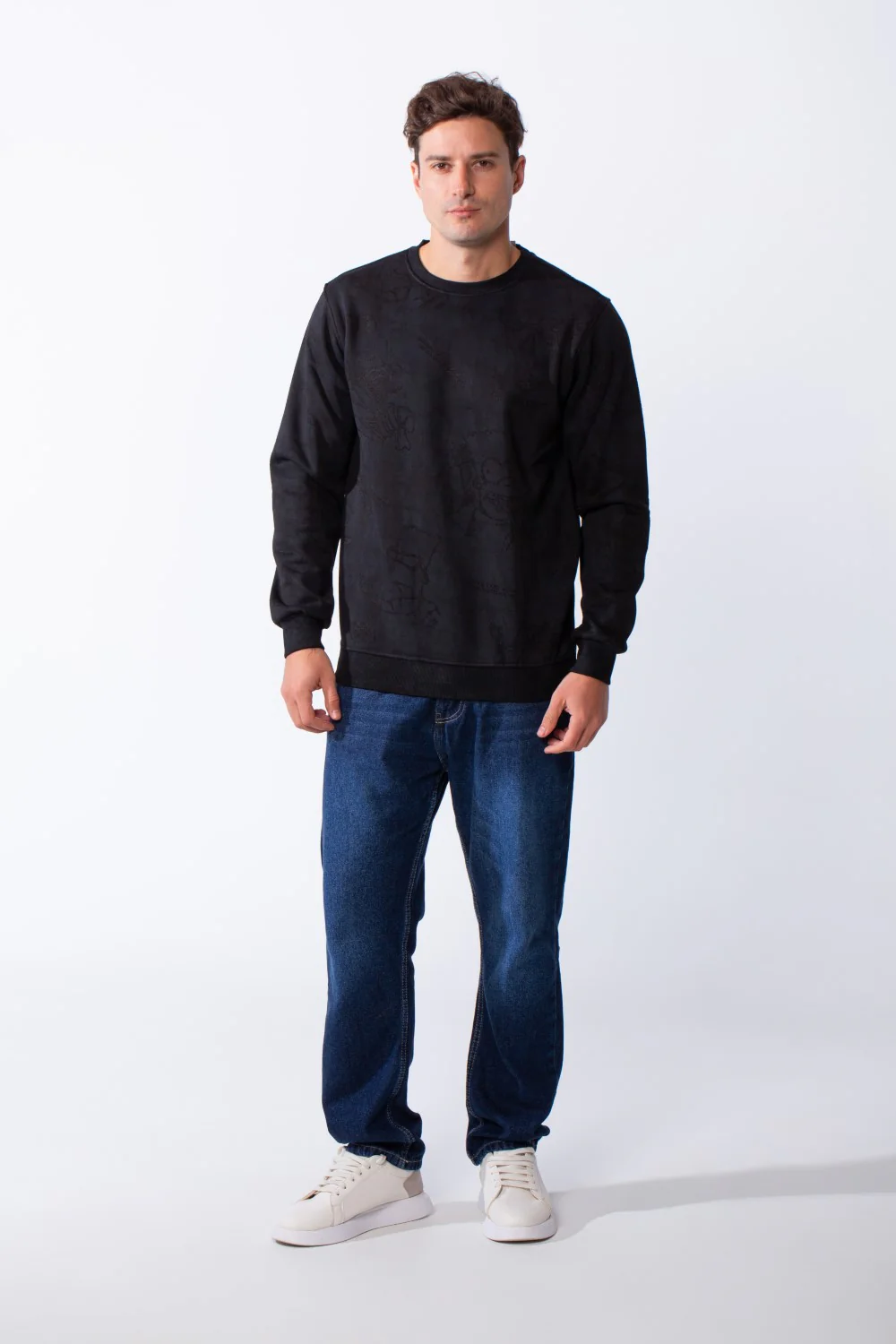 Men's Long Sleeves Crew Neck With Casual Playful Pattern Perfect For Layering Comfy Slim Fit Sweatshirt - Image 3