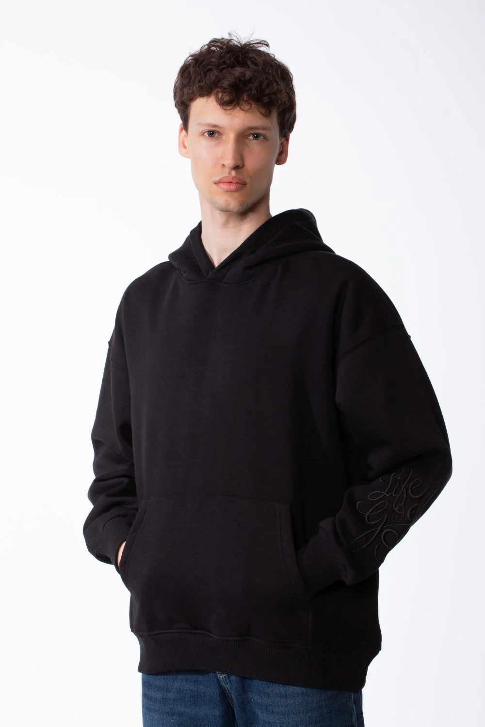 Men's Long Sleeves Hood Kangaroo Pocket Versatile Basic Comfy Piece Oversize Melton Sweatshirt