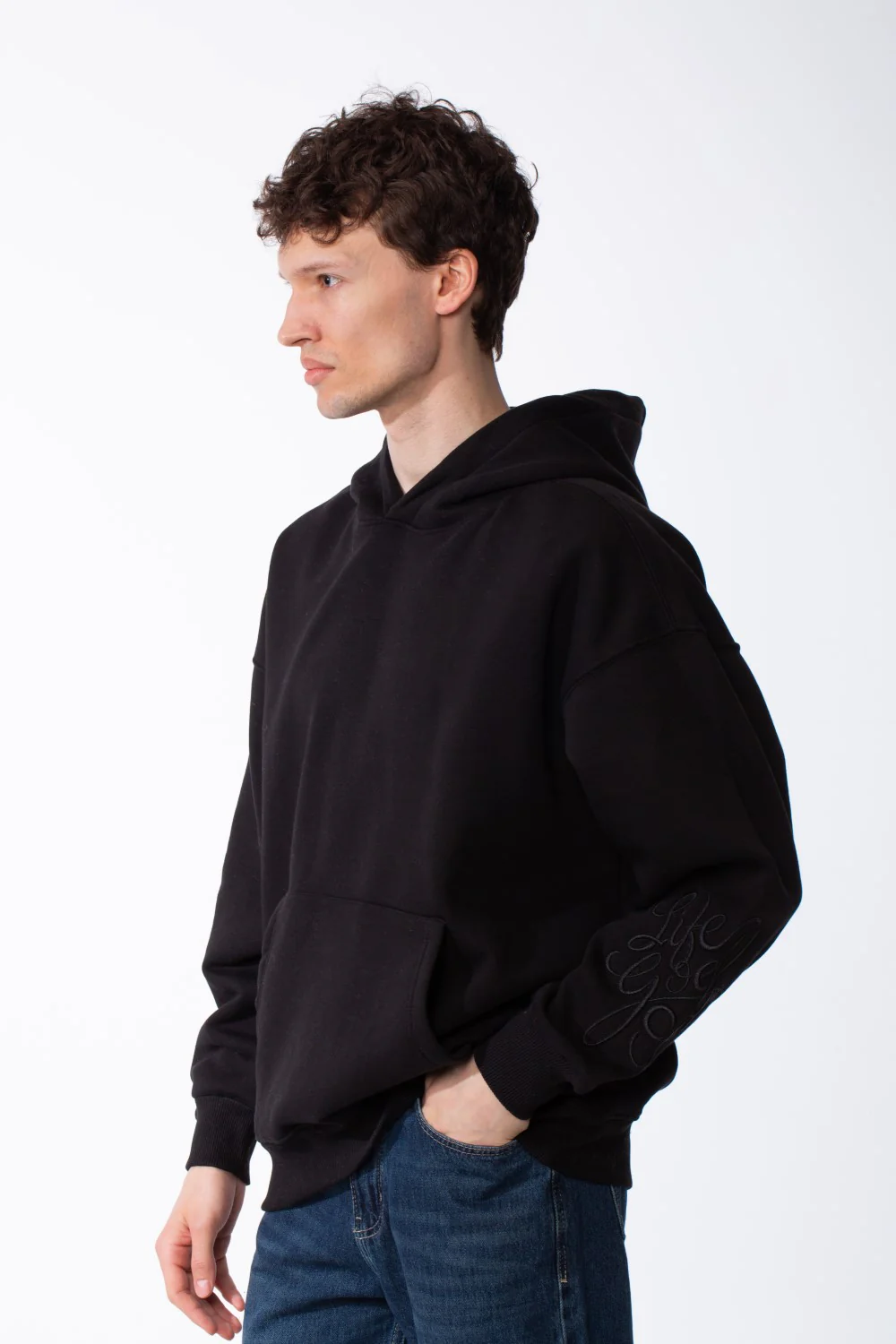 Men's Long Sleeves Hood Kangaroo Pocket Versatile Basic Comfy Piece Oversize Melton Sweatshirt - Image 4
