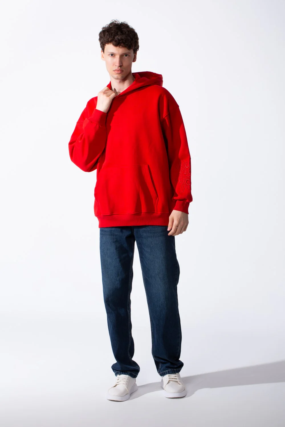 Men's Long Sleeves Hood Kangaroo Pocket Versatile Basic Comfy Piece Oversize Melton Sweatshirt - Image 7