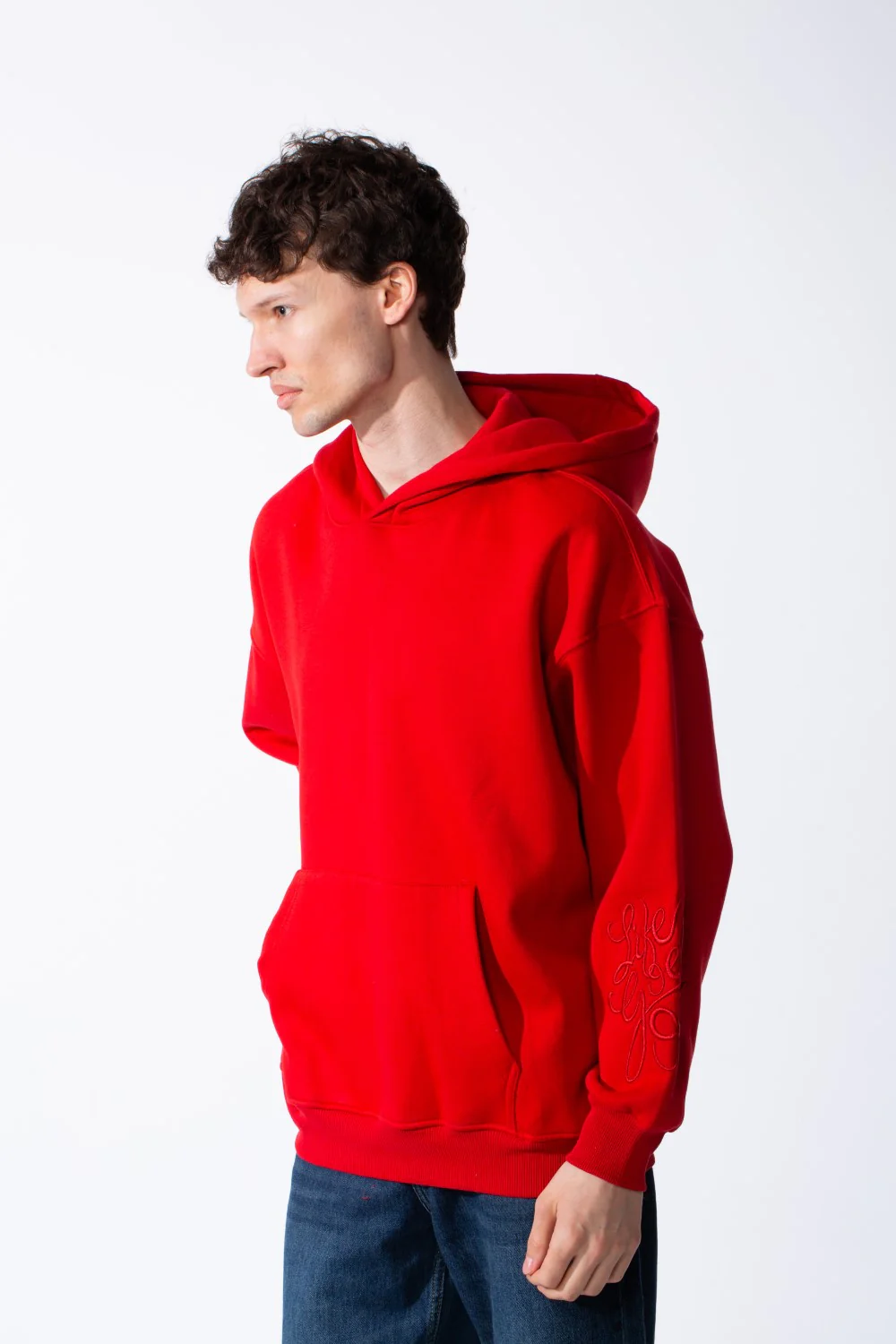 Men's Long Sleeves Hood Kangaroo Pocket Versatile Basic Comfy Piece Oversize Melton Sweatshirt - Image 8