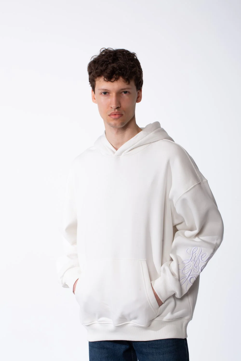 Men's Long Sleeves Hood Kangaroo Pocket Versatile Basic Comfy Piece Oversize Melton Sweatshirt - Image 9