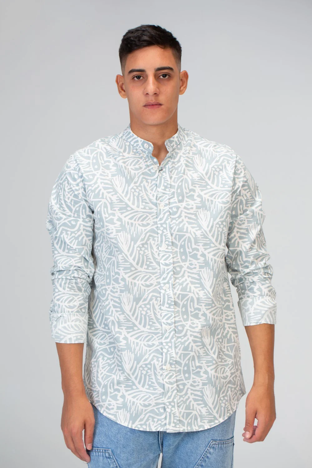 Mens Long Sleeves Shirt With Collar And Poplin Material - Image 6