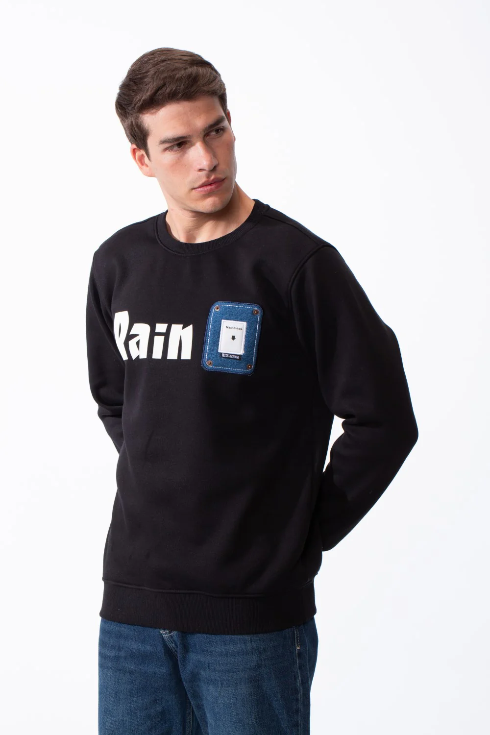 Men's Long Sleeves With Bold Front Text Crew Neck Slim Fit Cozy Sweatshirt