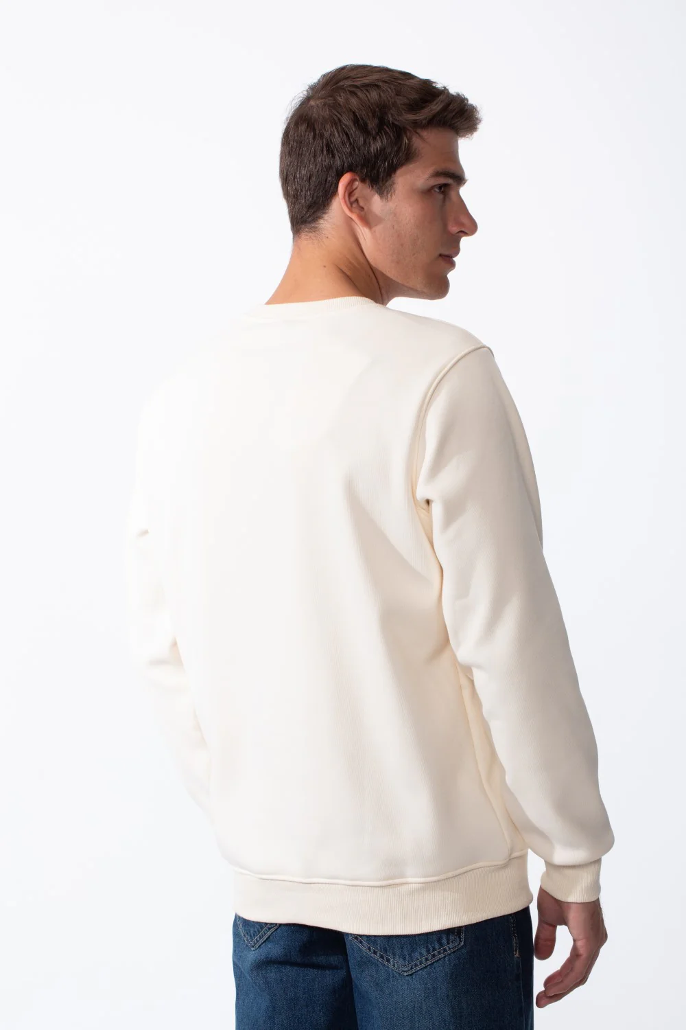 Men's Long Sleeves With Bold Front Text Crew Neck Slim Fit Cozy Sweatshirt - Image 10