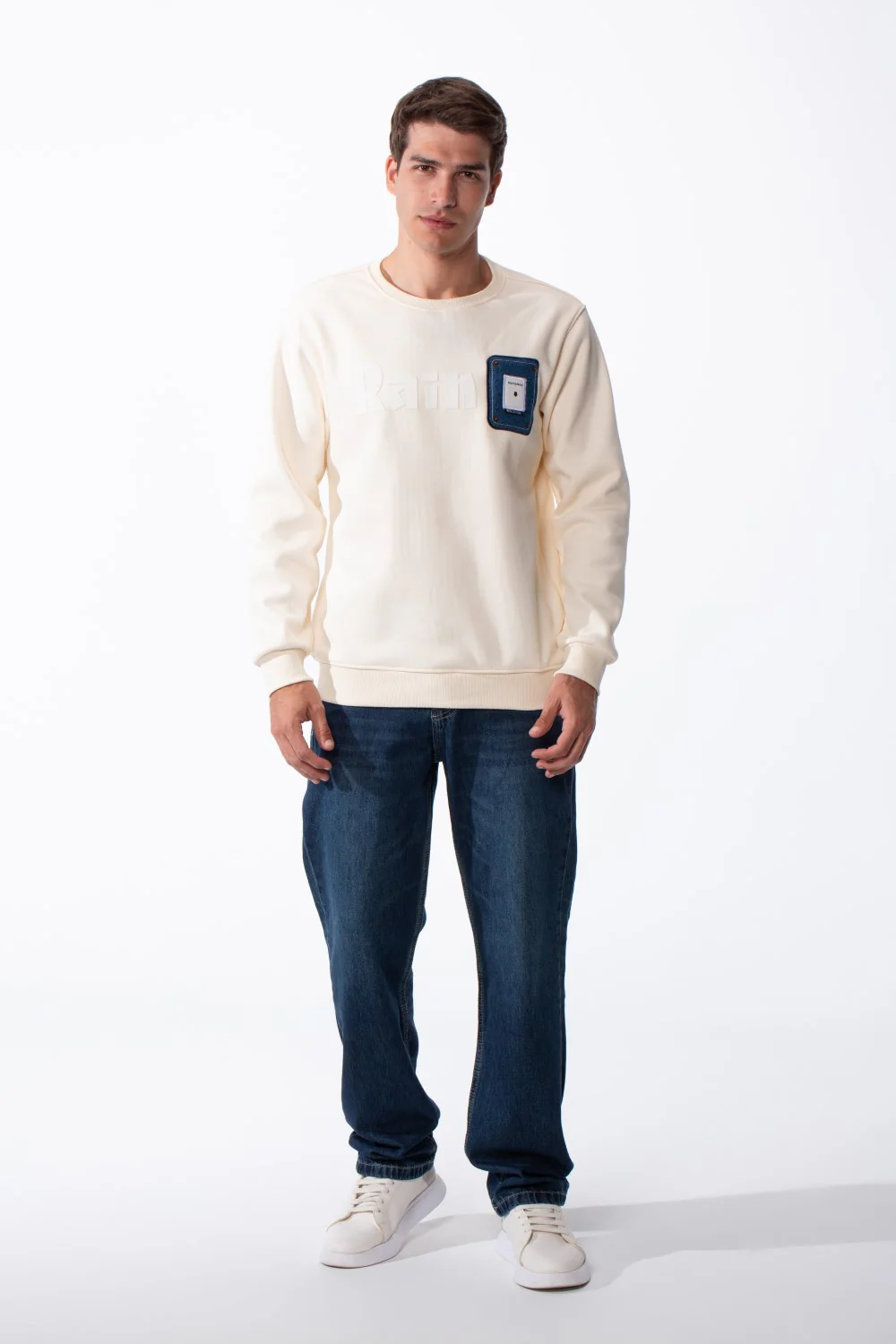 Men's Long Sleeves With Bold Front Text Crew Neck Slim Fit Cozy Sweatshirt - Image 11