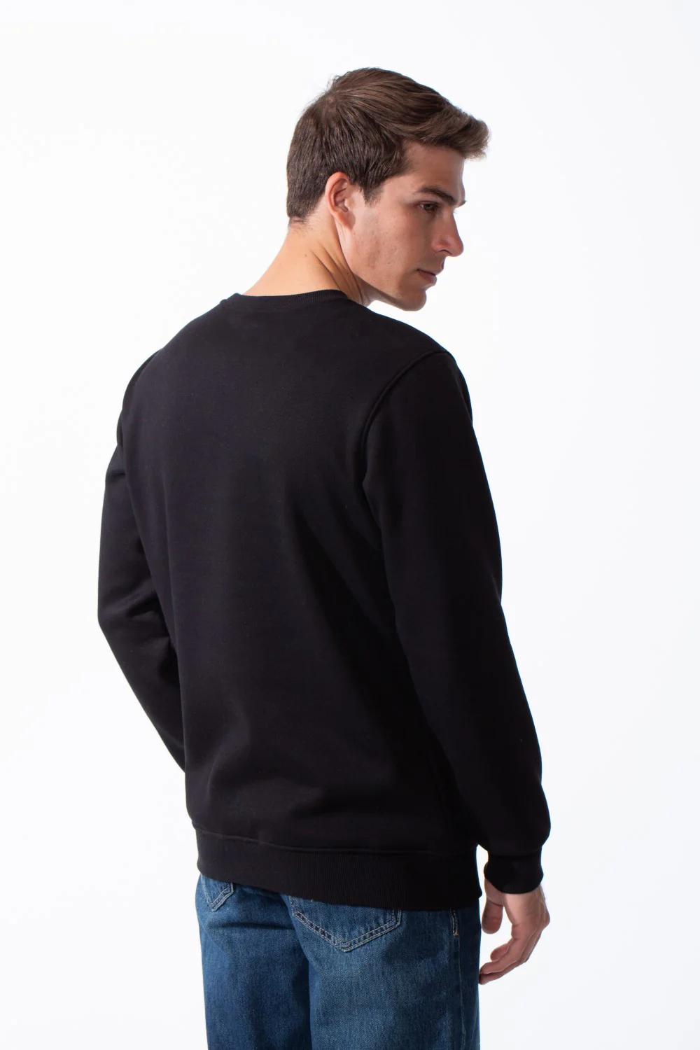 Men's Long Sleeves With Bold Front Text Crew Neck Slim Fit Cozy Sweatshirt - Image 2