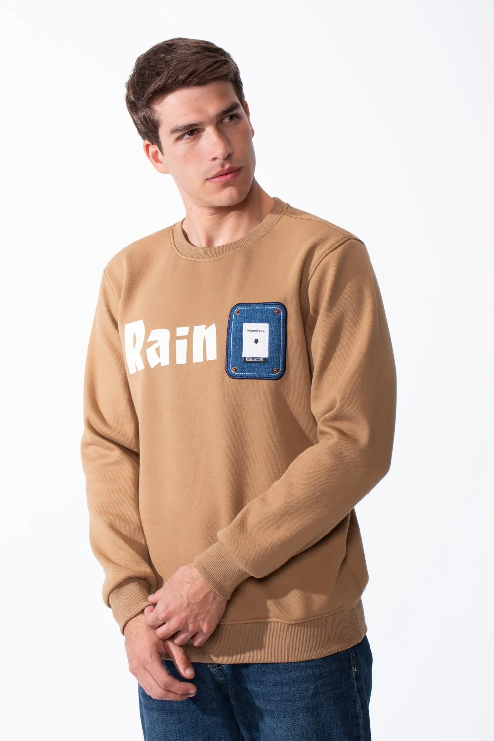 Men's Long Sleeves With Bold Front Text Crew Neck Slim Fit Cozy Sweatshirt - Image 5