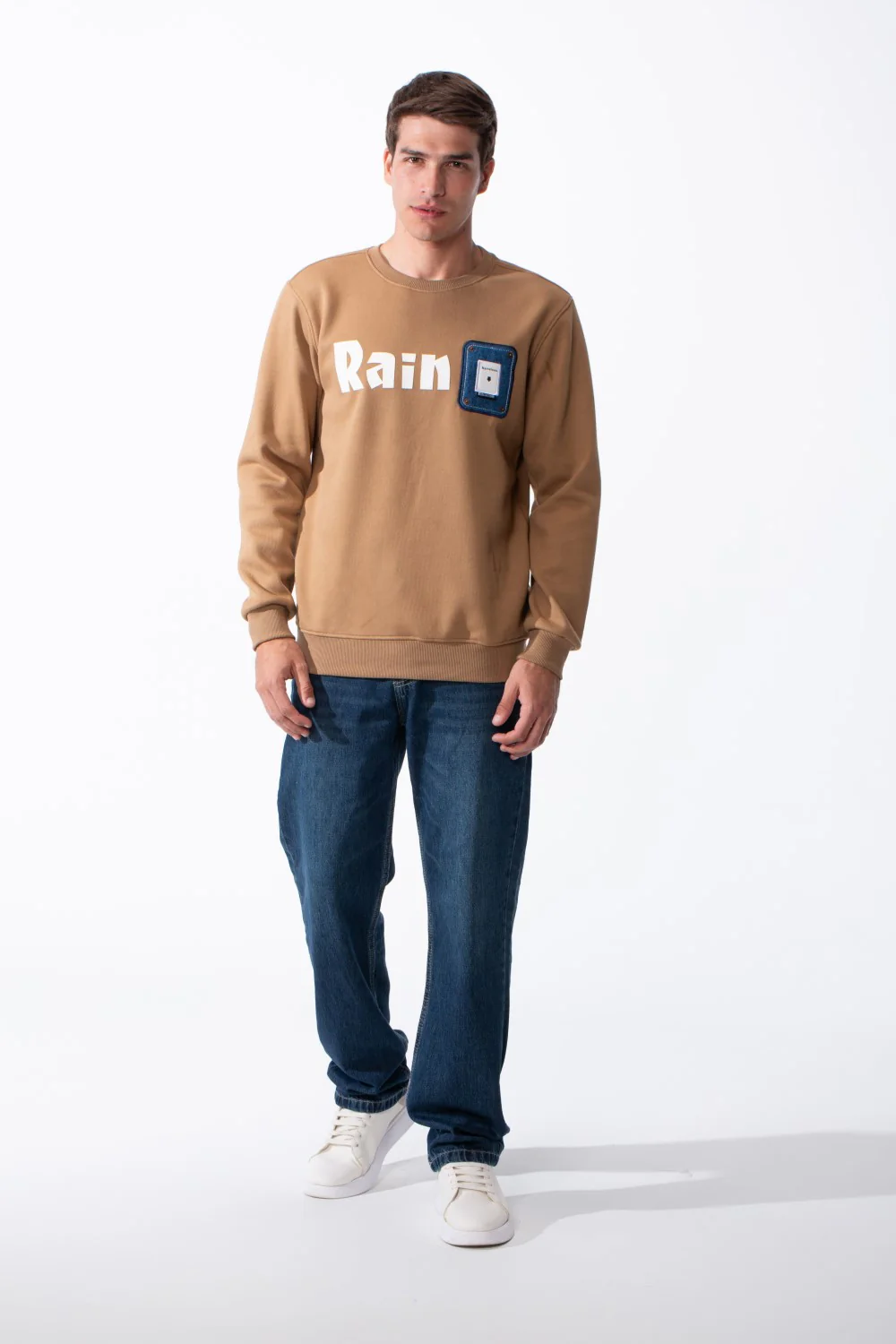 Men's Long Sleeves With Bold Front Text Crew Neck Slim Fit Cozy Sweatshirt - Image 7