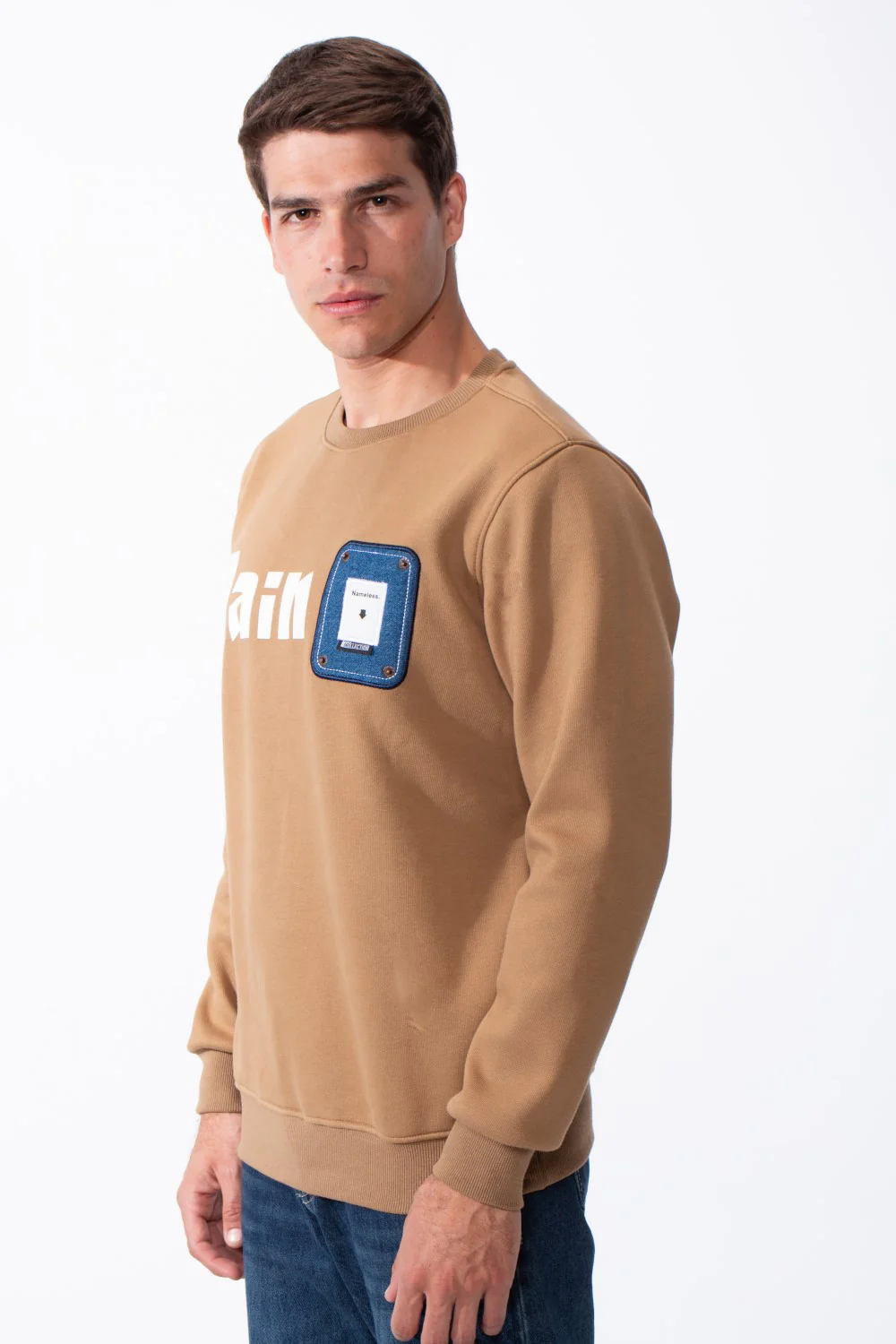 Men's Long Sleeves With Bold Front Text Crew Neck Slim Fit Cozy Sweatshirt - Image 8
