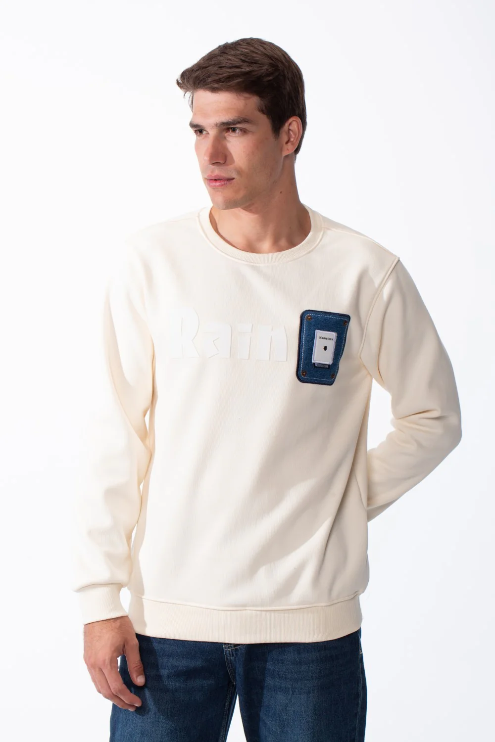 Men's Long Sleeves With Bold Front Text Crew Neck Slim Fit Cozy Sweatshirt - Image 9