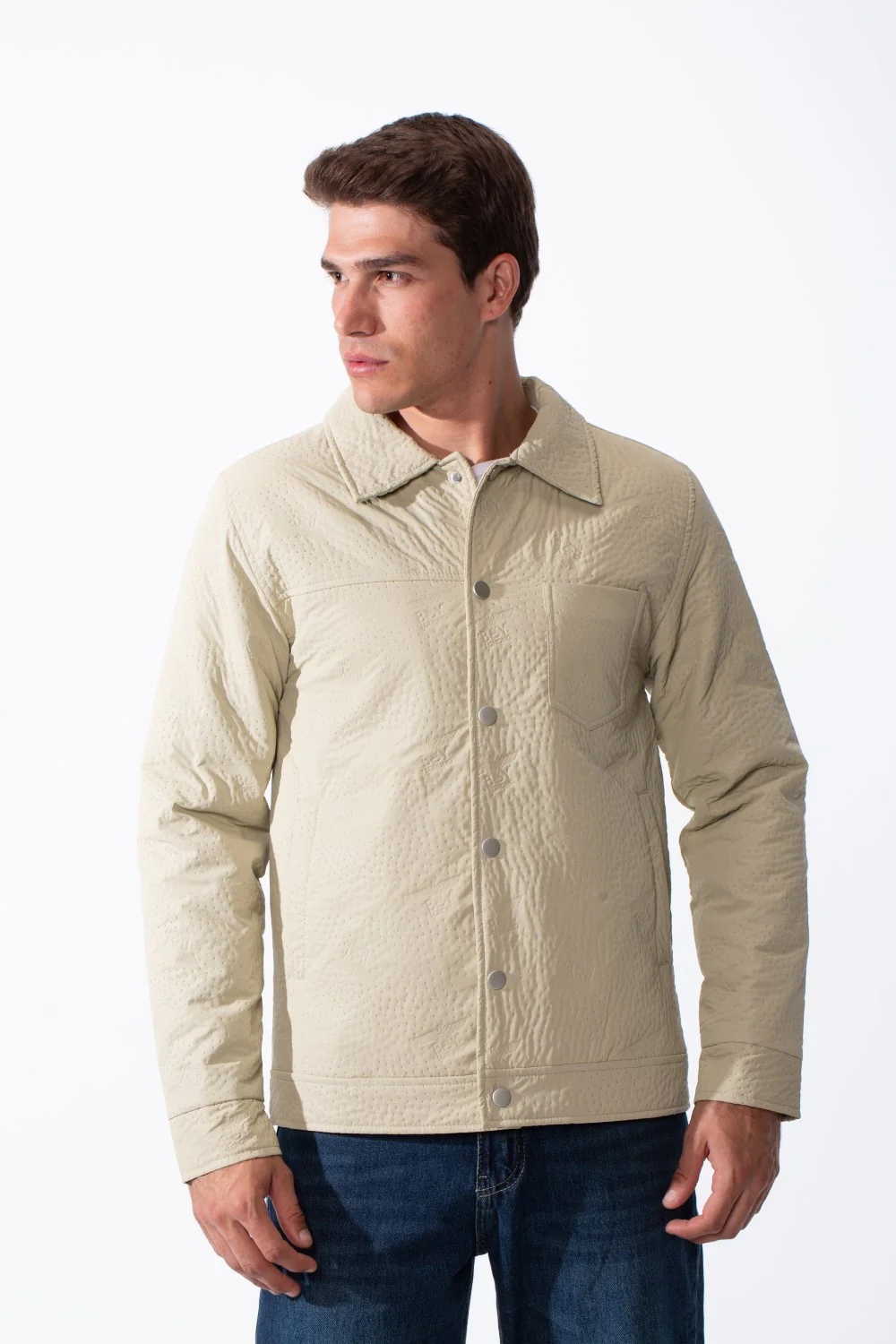 Men's Long Sleeves With Crinkled-Textured Fabric Provided Waterproof Classic Spread Neck Slim Fit Jacket - Image 9