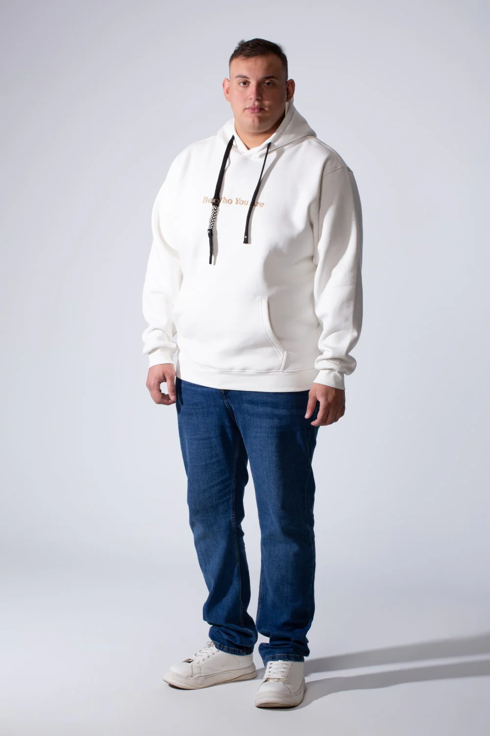 Men's Long Sleeves Textured Front Kangaroo Pocket Comfy Big Size Hooded Melton Sweatshirt - Image 11