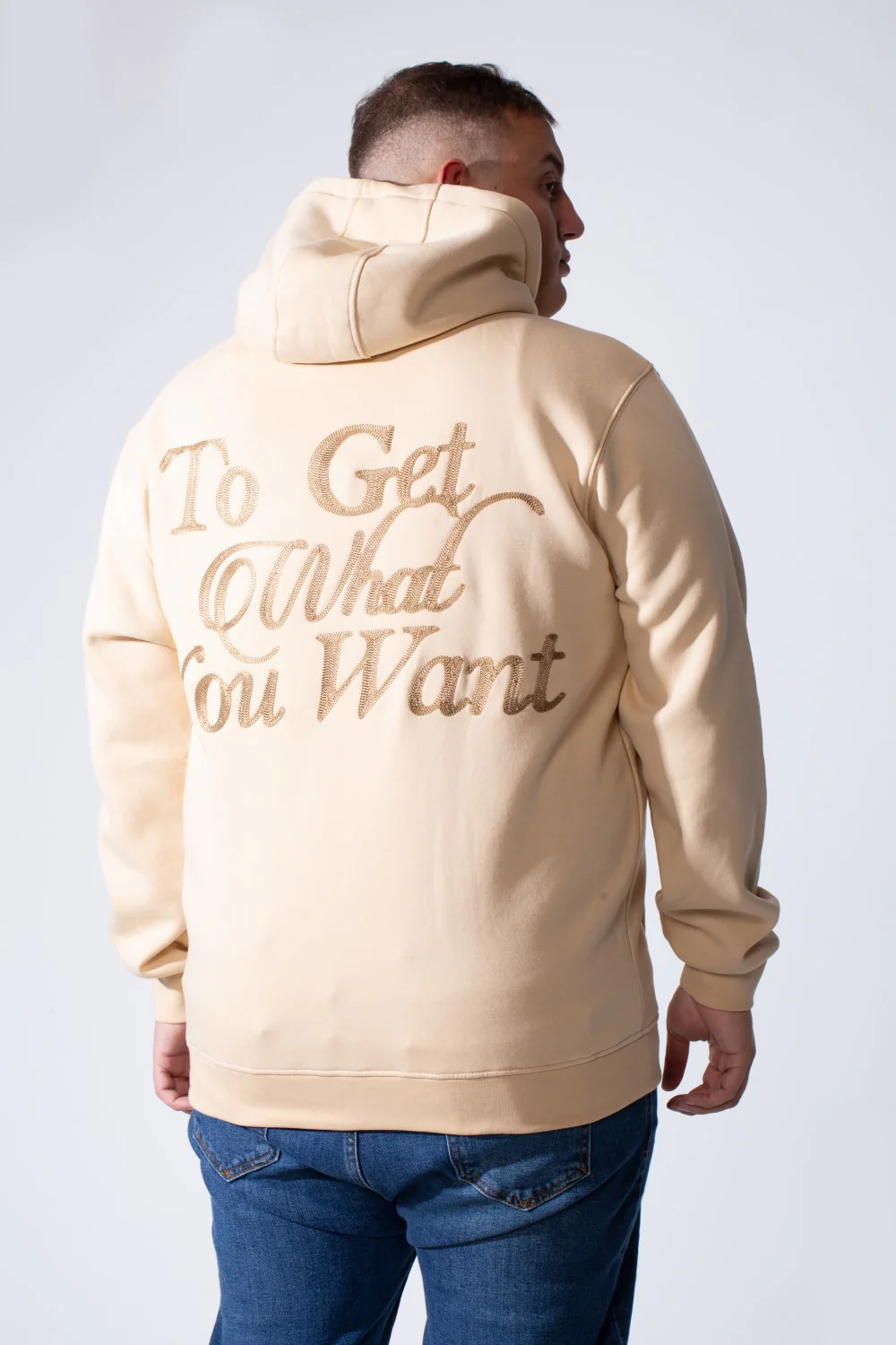 Men's Long Sleeves Textured Front Kangaroo Pocket Comfy Big Size Hooded Melton Sweatshirt - Image 2