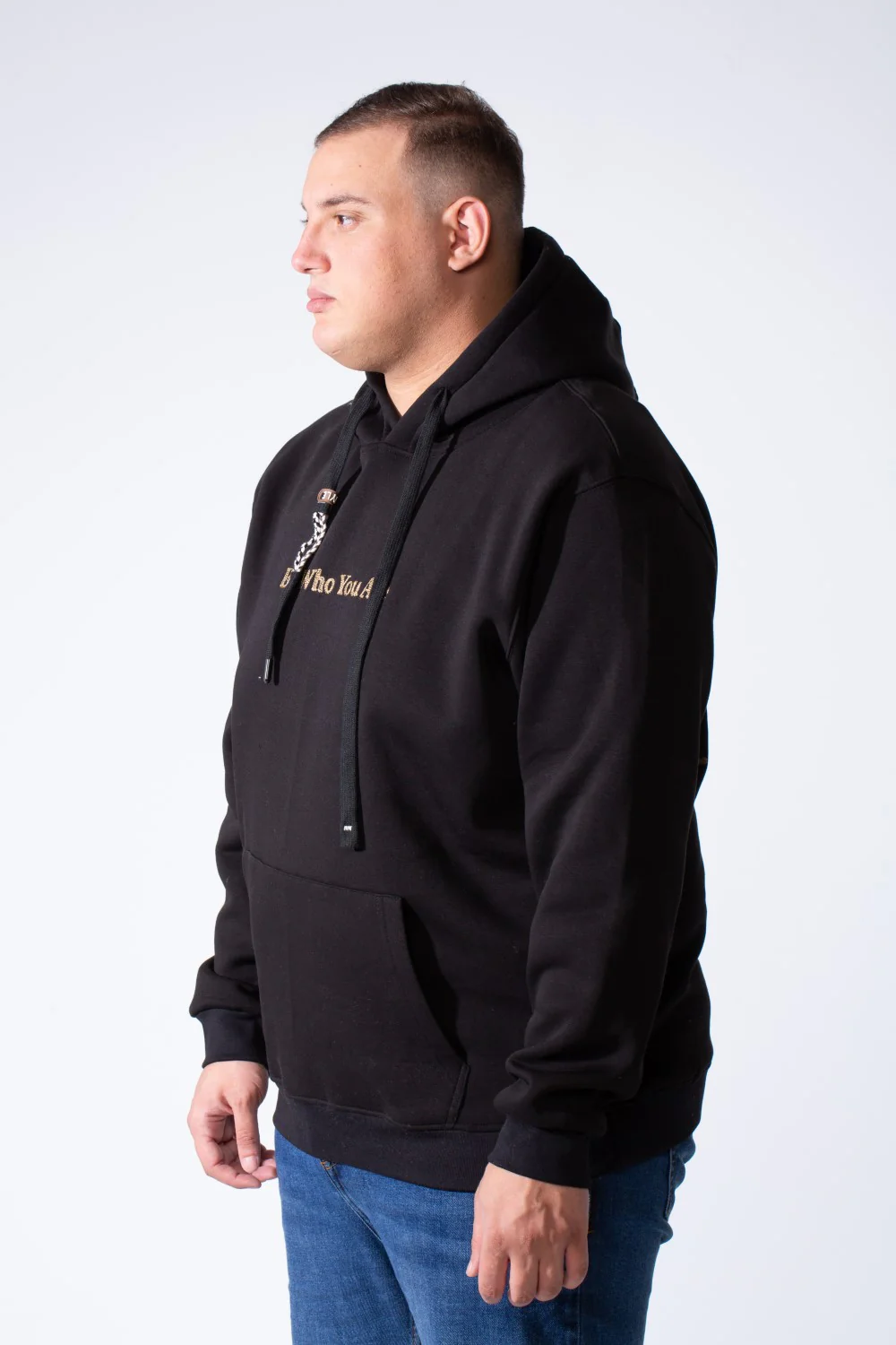 Men's Long Sleeves Textured Front Kangaroo Pocket Comfy Big Size Hooded Melton Sweatshirt - Image 8