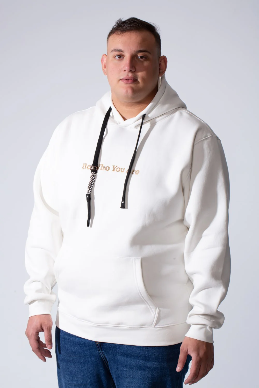 Men's Long Sleeves Textured Front Kangaroo Pocket Comfy Big Size Hooded Melton Sweatshirt - Image 9