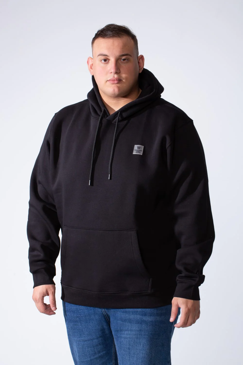 Men's Long Sleeves With Ribbed Cuffs Front Kangaroo Pockets Basic Big Size Hooded Melton Sweatshirt - Image 9
