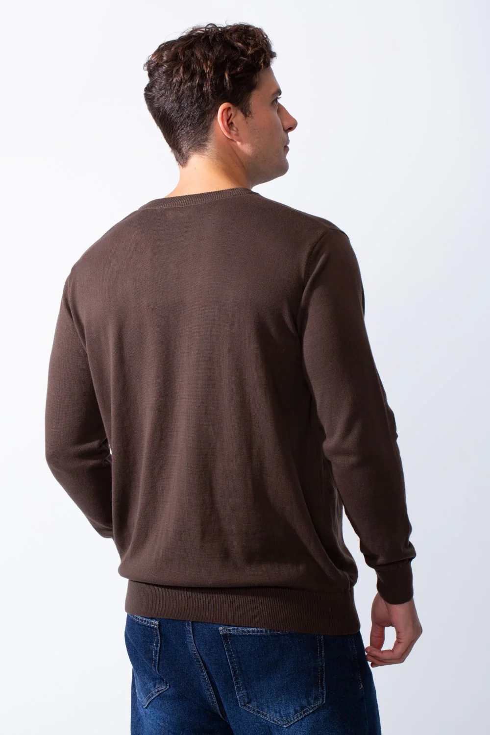 Men's Long Sleeves With V-Neckline Knit Fabric Ribbed Cuffs Casual Slim Fit Pullover - Image 14