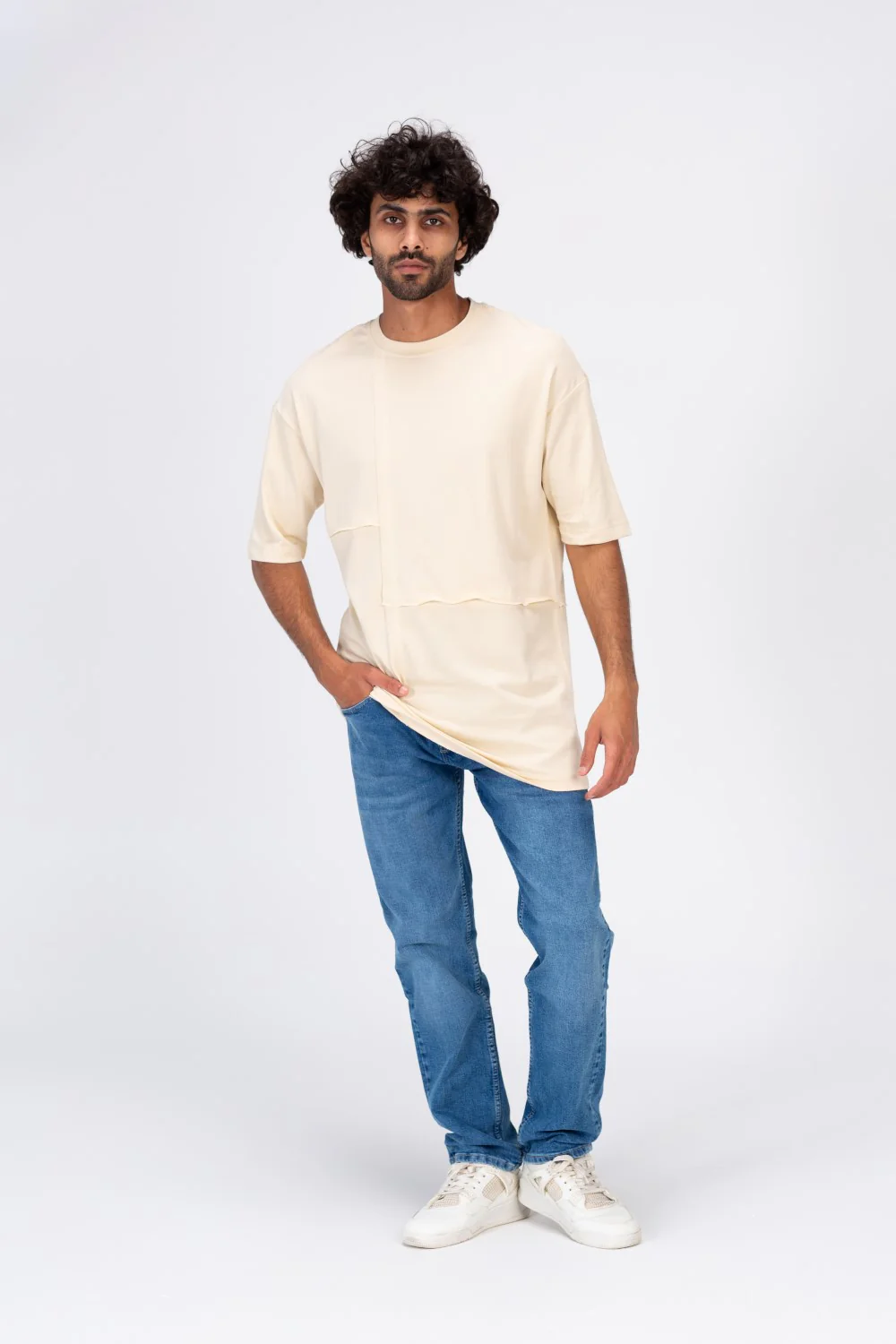 Mens Loose Fit Crew Neck T-Shirt With Unique And New Modern Cut - Image 3