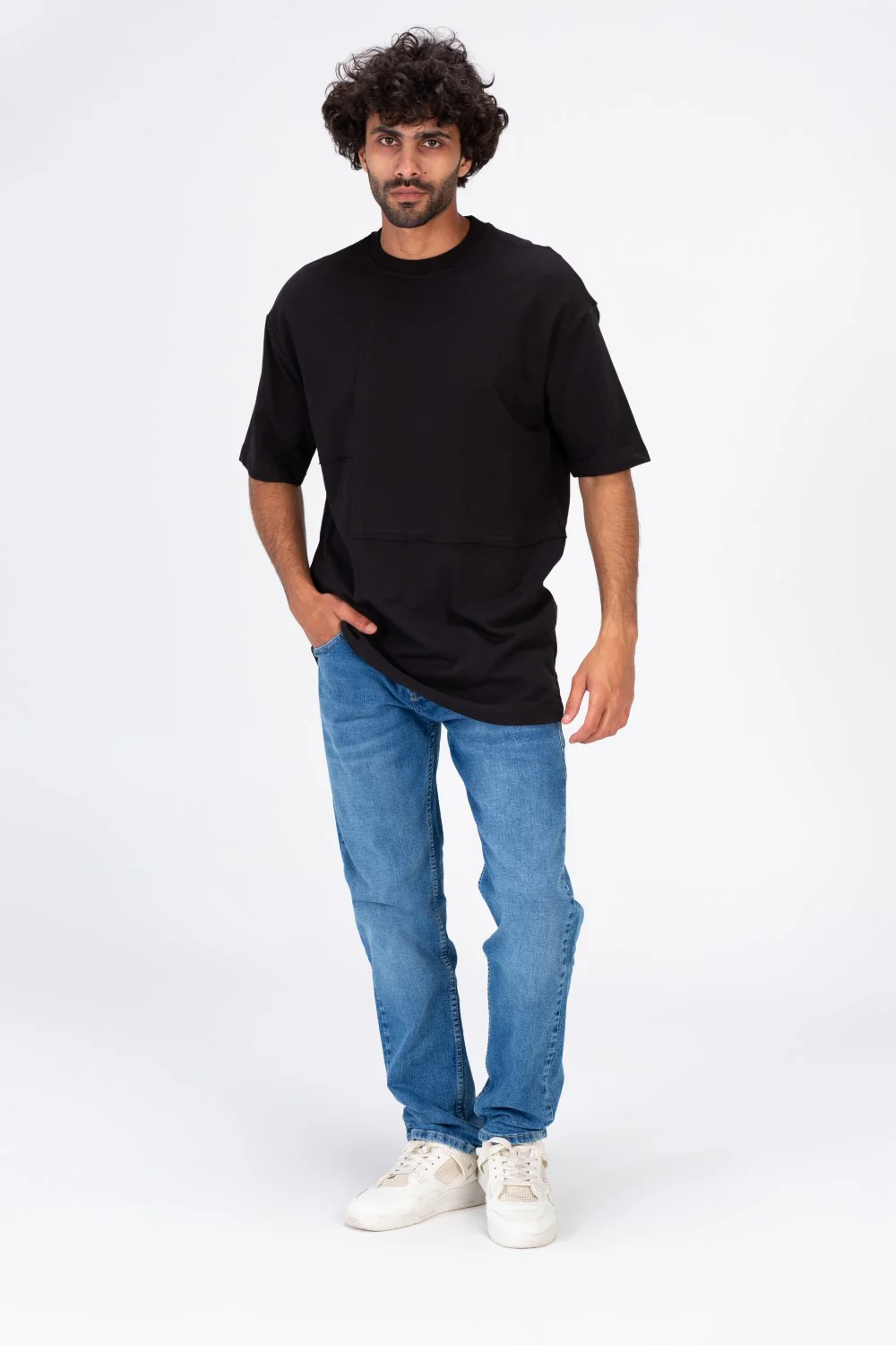 Mens Loose Fit Crew Neck T-Shirt With Unique And New Modern Cut - Image 4