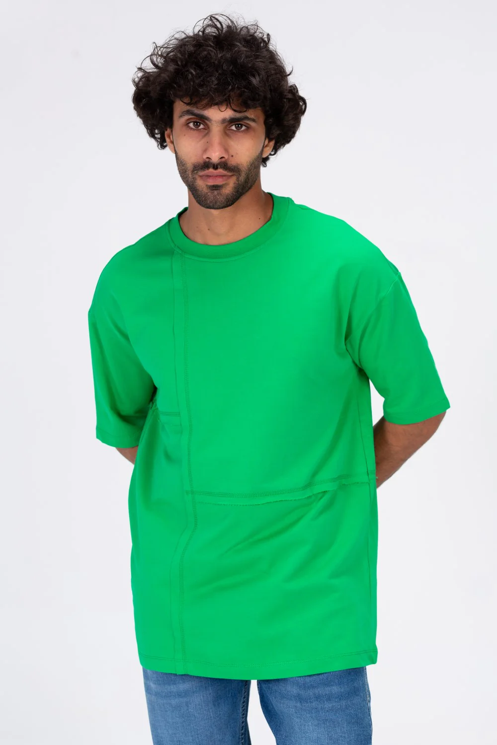 Mens Loose Fit Crew Neck T-Shirt With Unique And New Modern Cut - Image 9