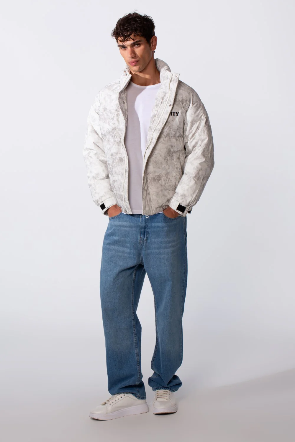 Men's Marble Wash Zip-Up Lightweight Jacket - Image 3
