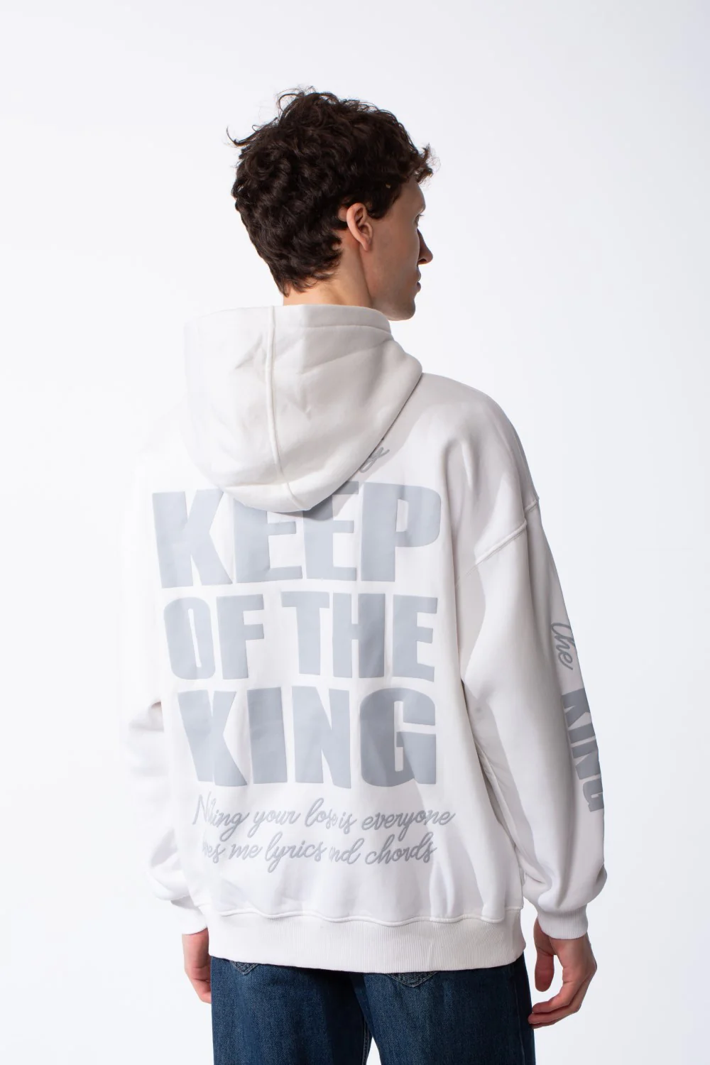 Men's Melton Oversized Text Print Kangaroo Pocket Hood Sweatshirt - Image 10