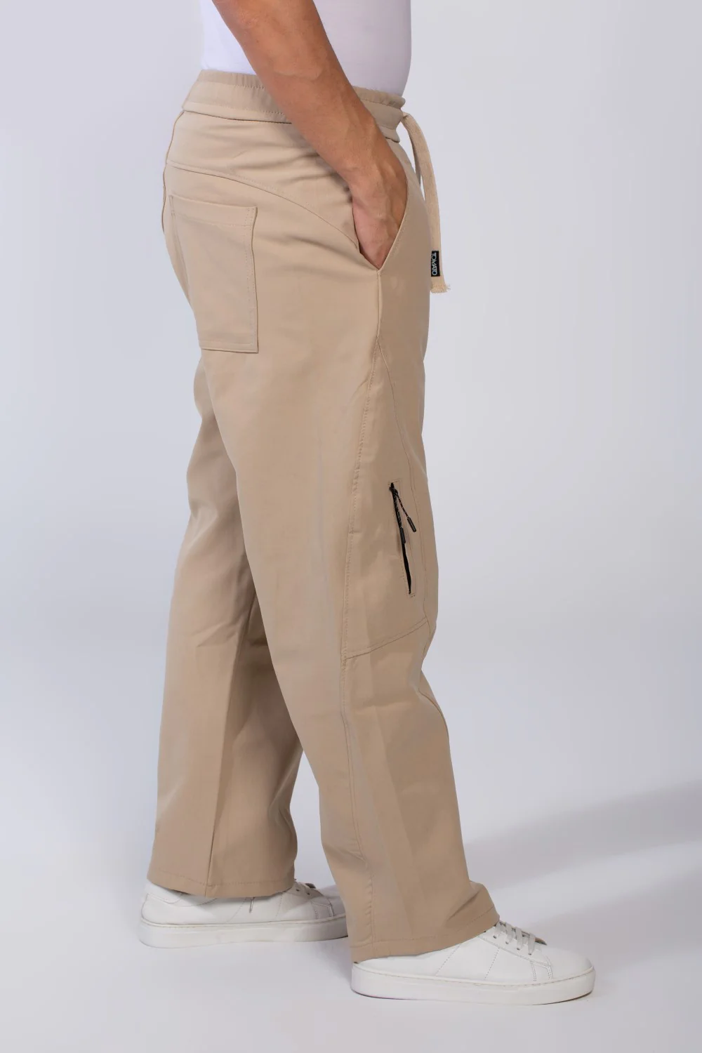 Men's Modern With Zipper Pockets Elasticated waistband Gabarden Fabric comfortable Wide Leg Pants - Image 4