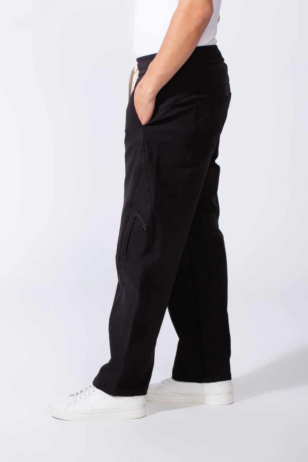 Men's Modern With Zipper Pockets Elasticated waistband Gabarden Fabric comfortable Wide Leg Pants - Image 7