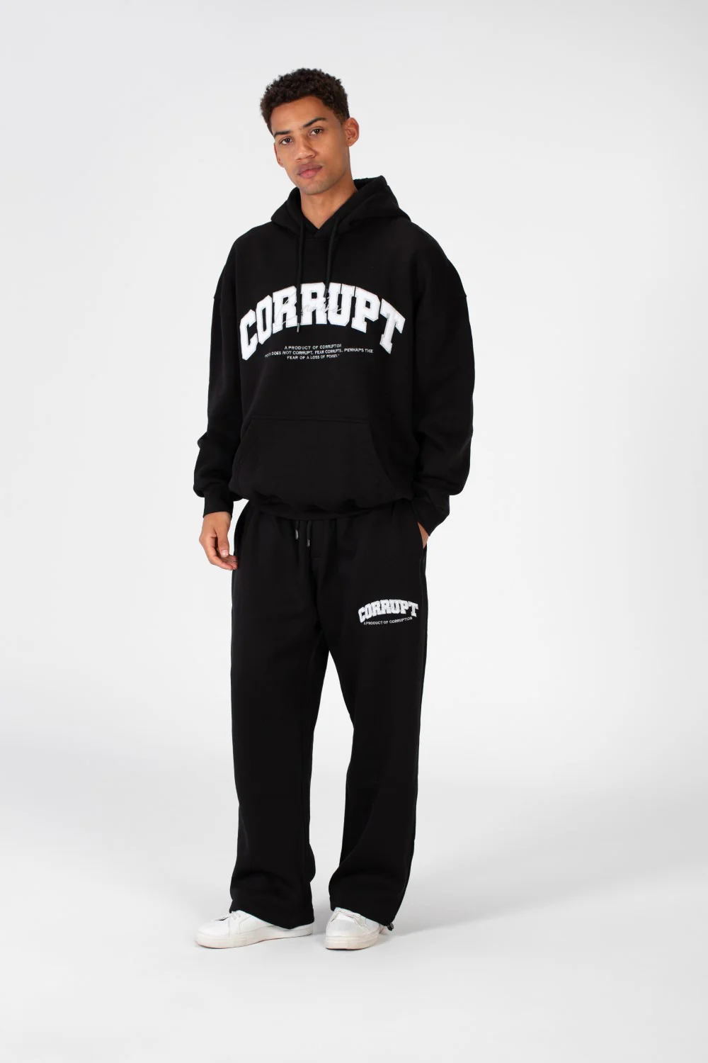 Men's Over Size Hood Sweatshirt With Front Print In Melton Material - Image 3