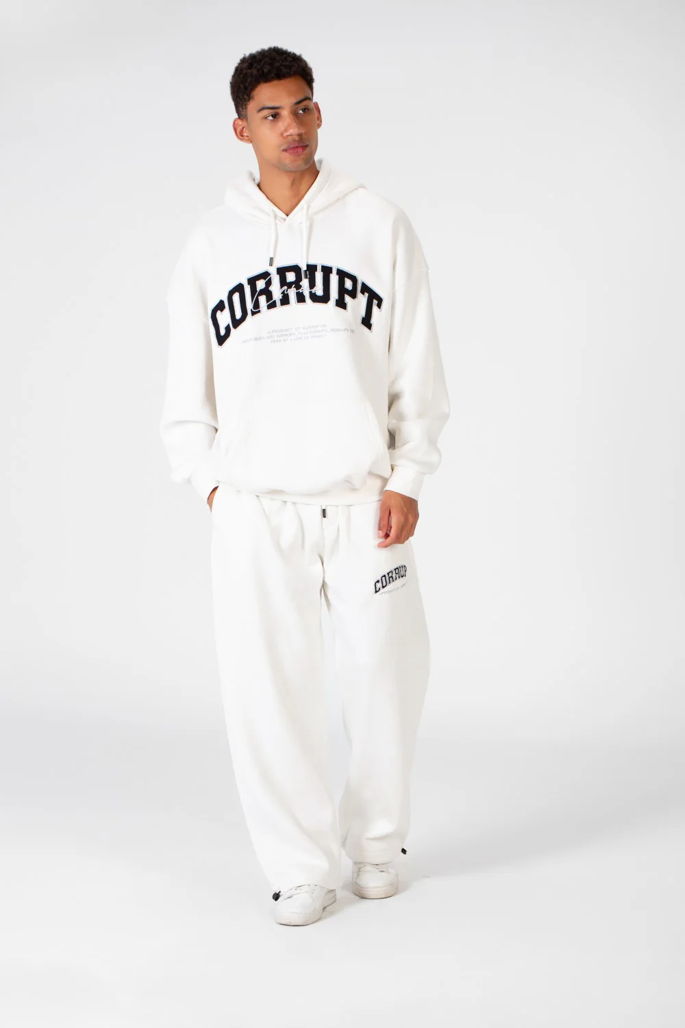 Men's Over Size Hood Sweatshirt With Front Print In Melton Material - Image 6