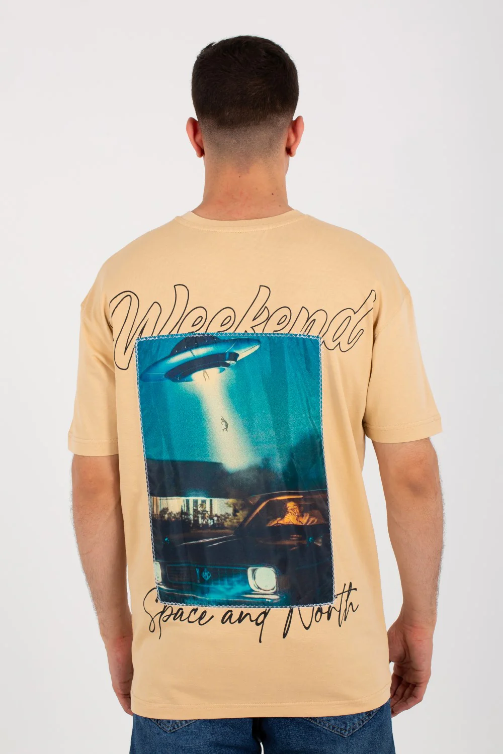Mens Over Size T-shirt With Front And Back Print And Summer Melton Material - Image 2