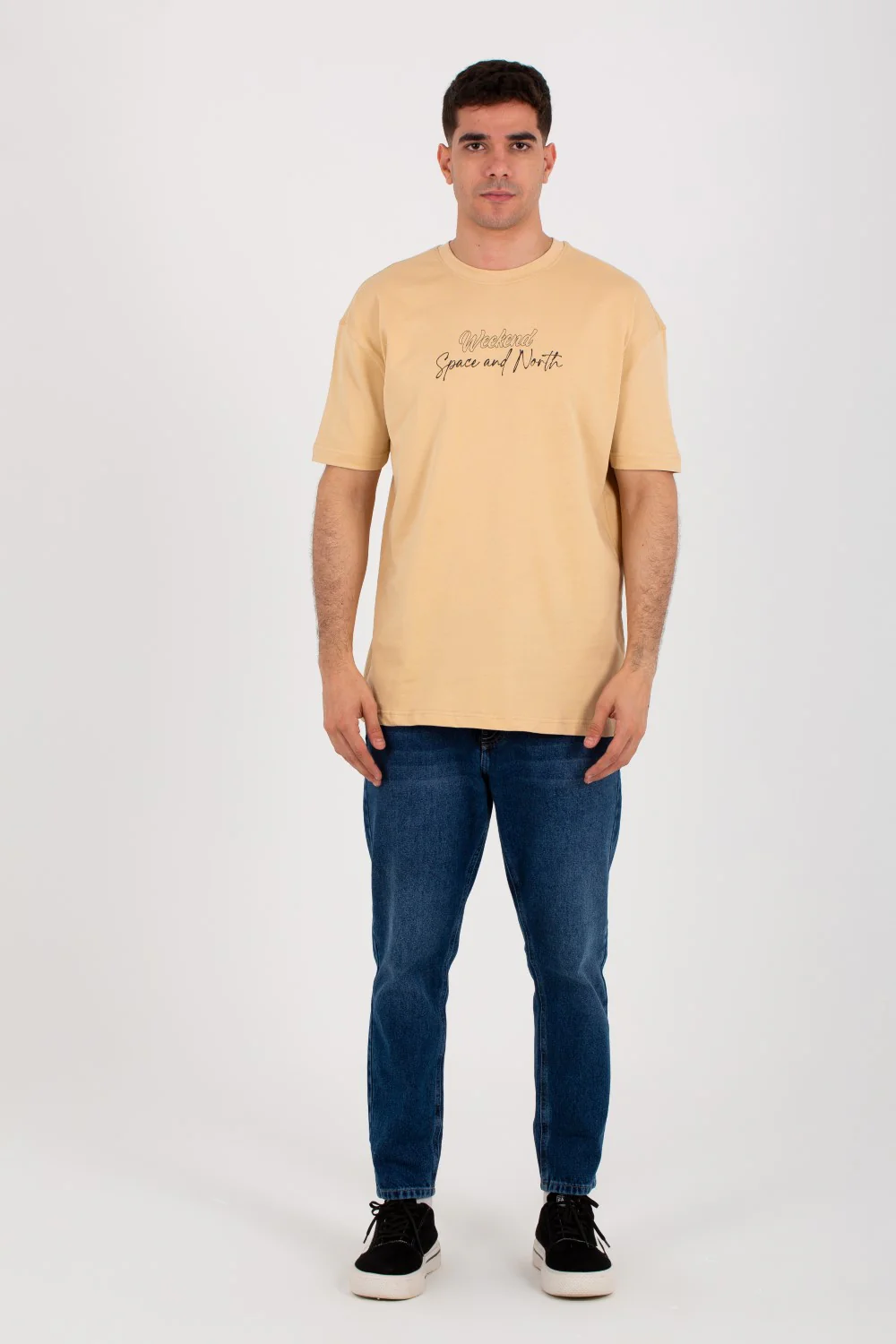 Mens Over Size T-shirt With Front And Back Print And Summer Melton Material - Image 3
