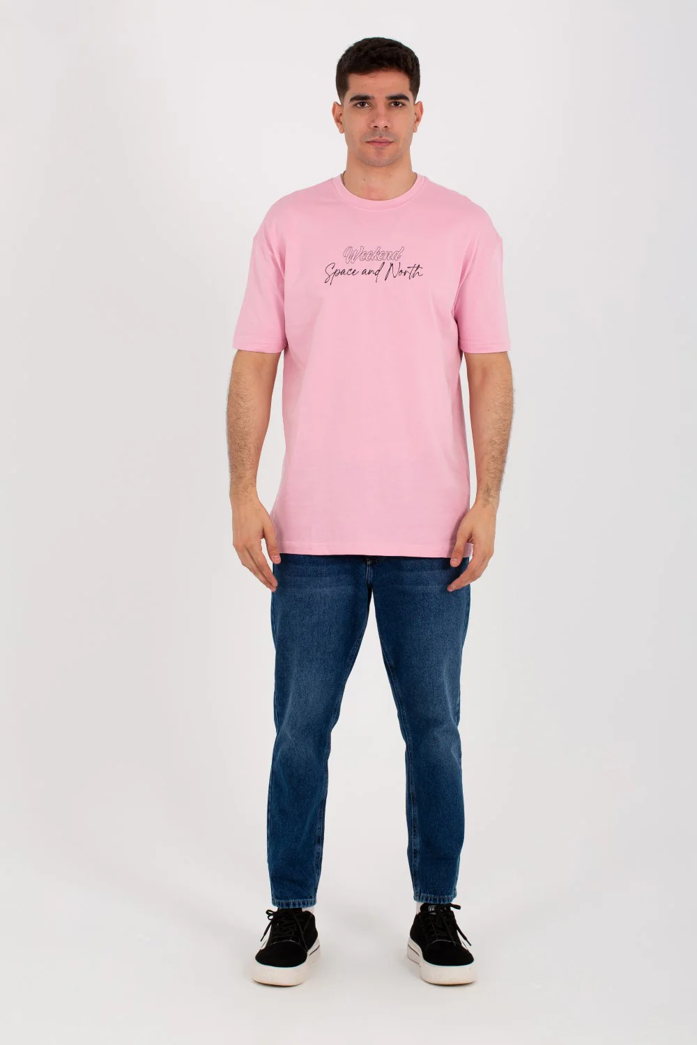 Mens Over Size T-shirt With Front And Back Print And Summer Melton Material - Image 4