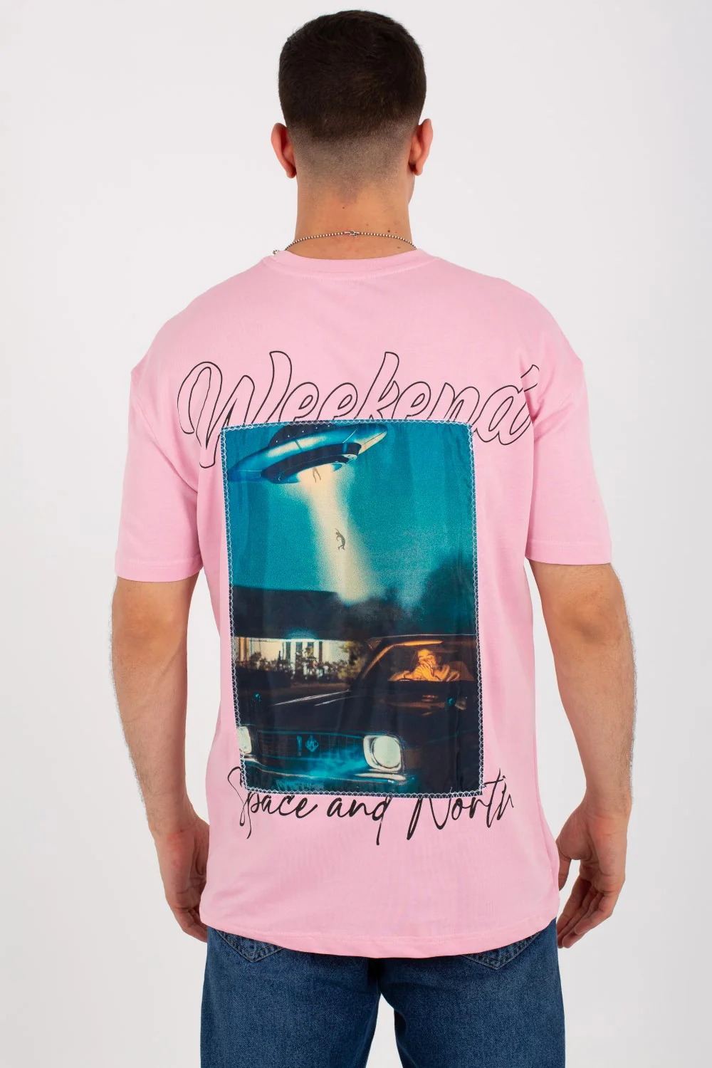 Mens Over Size T-shirt With Front And Back Print And Summer Melton Material - Image 5