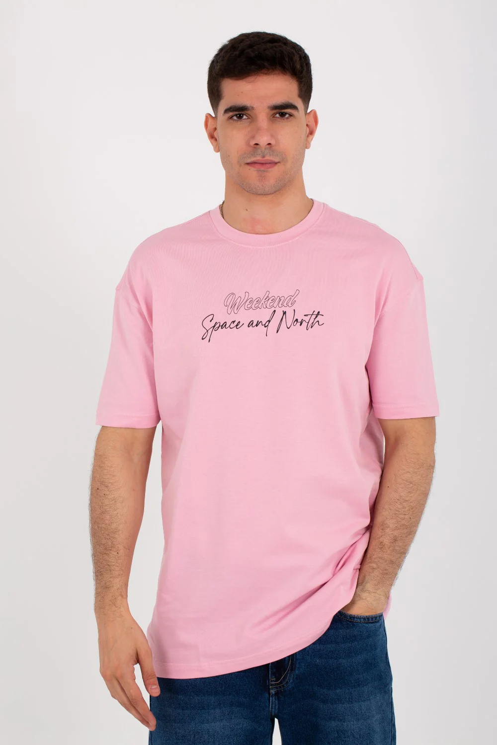 Mens Over Size T-shirt With Front And Back Print And Summer Melton Material - Image 6