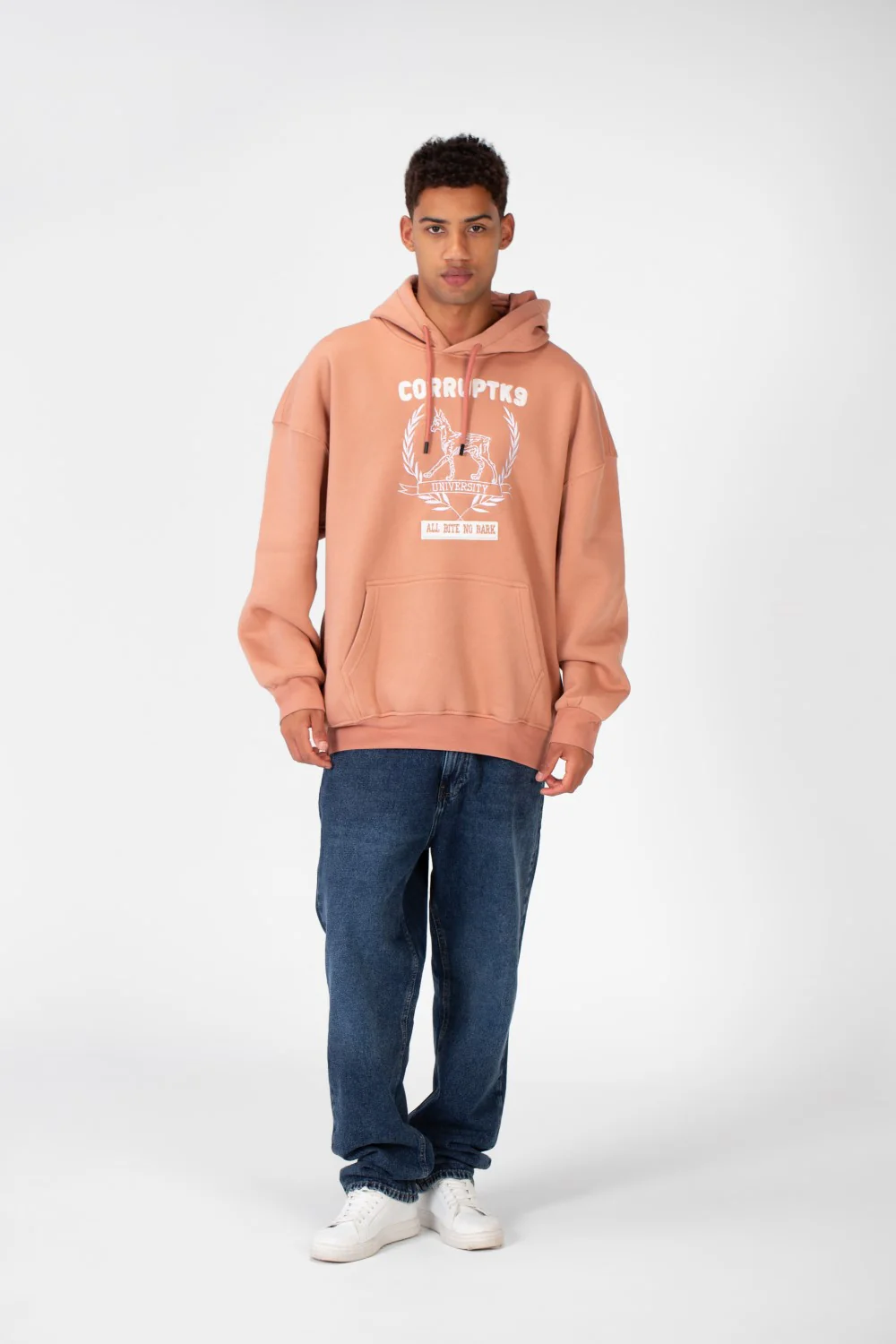Men's Oversize Casual Hood Sweatshirt Print On The Front Made Of Melton Material - Image 6
