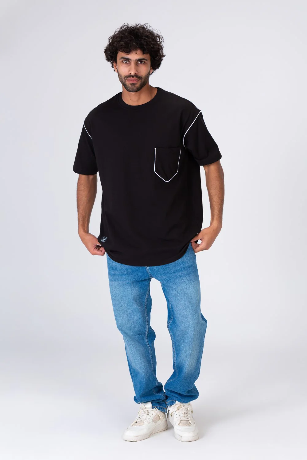 Mens Oversize Fit Crew Neck T-shirt With A Unique Cut - Image 3