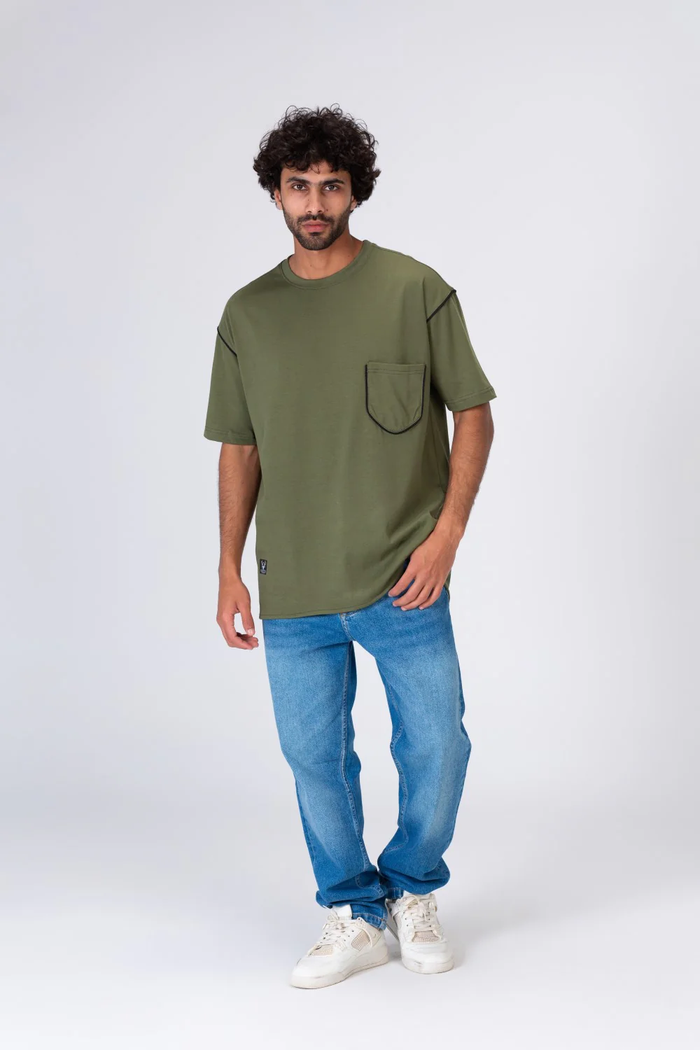 Mens Oversize Fit Crew Neck T-shirt With A Unique Cut - Image 4