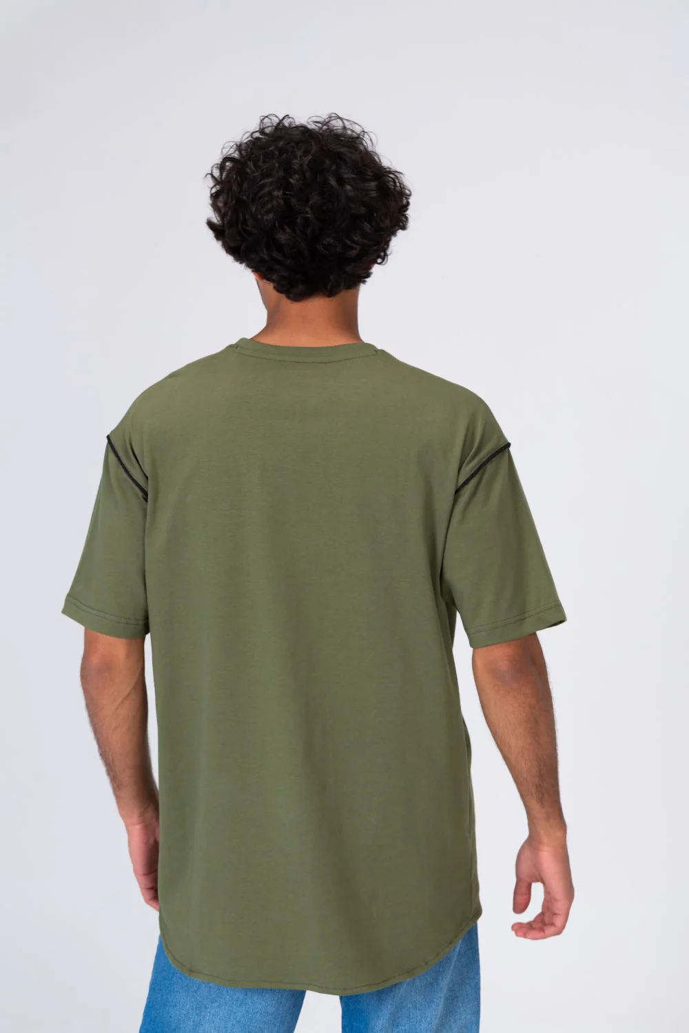 Mens Oversize Fit Crew Neck T-shirt With A Unique Cut - Image 5