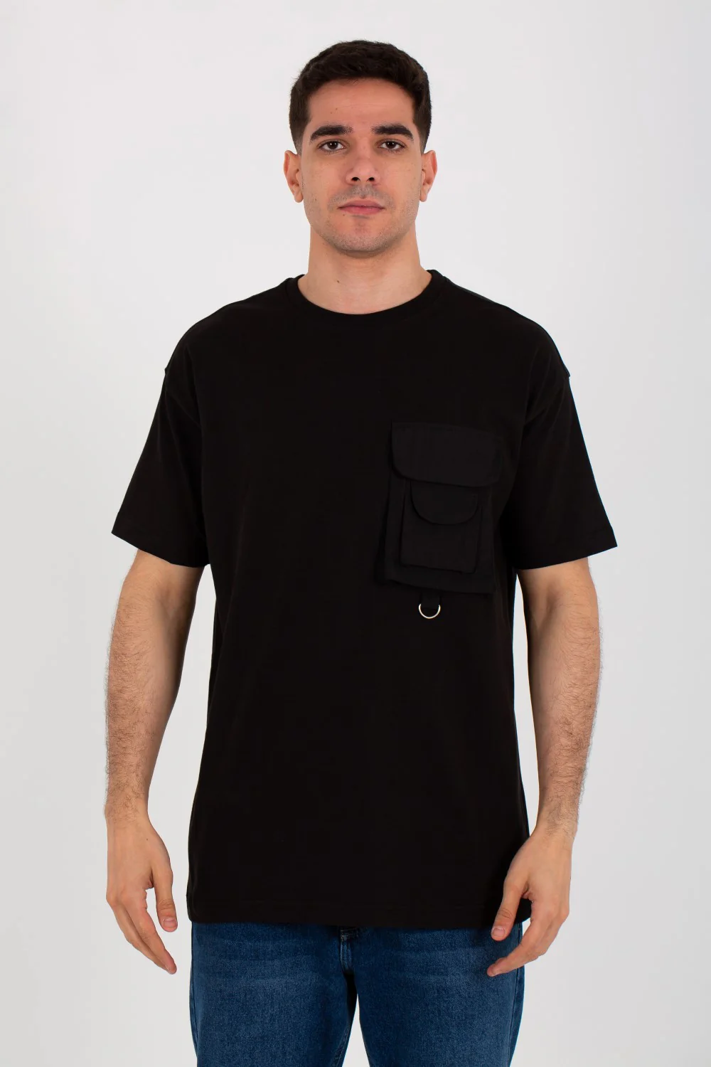 Mens Oversize Half Sleeves Round T-shirt With A Pocket On The Front - Image 3