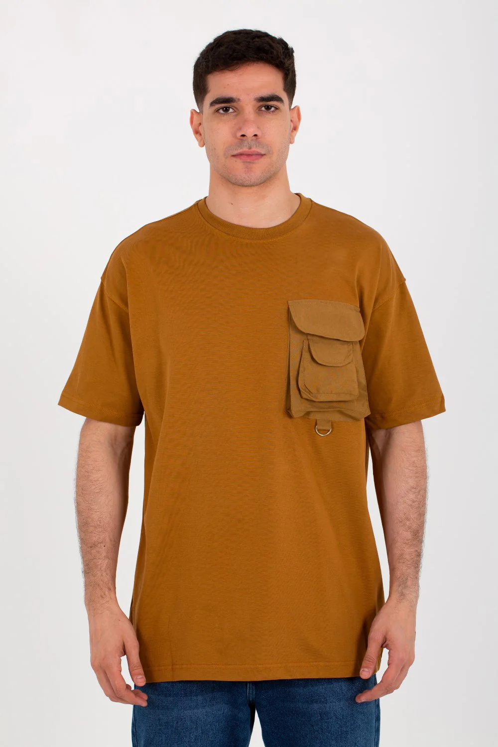 Mens Oversize Half Sleeves Round T-shirt With A Pocket On The Front - Image 4
