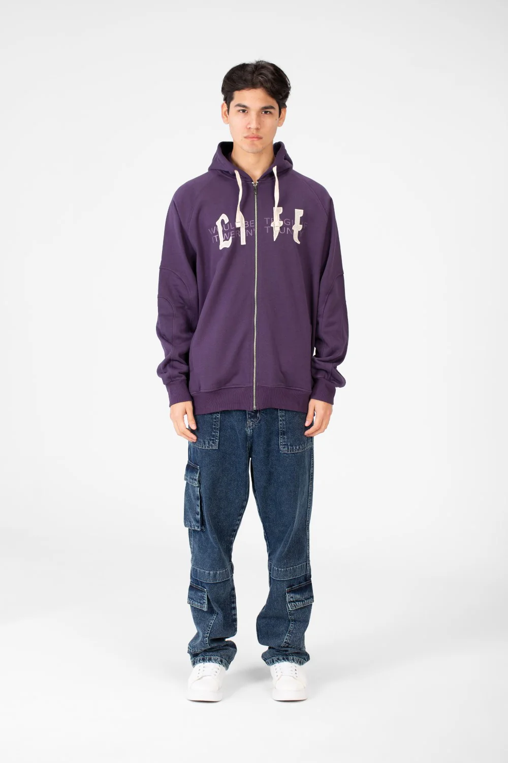Men's Oversize Hooded Sweatshirt With Full Zipper - Image 12