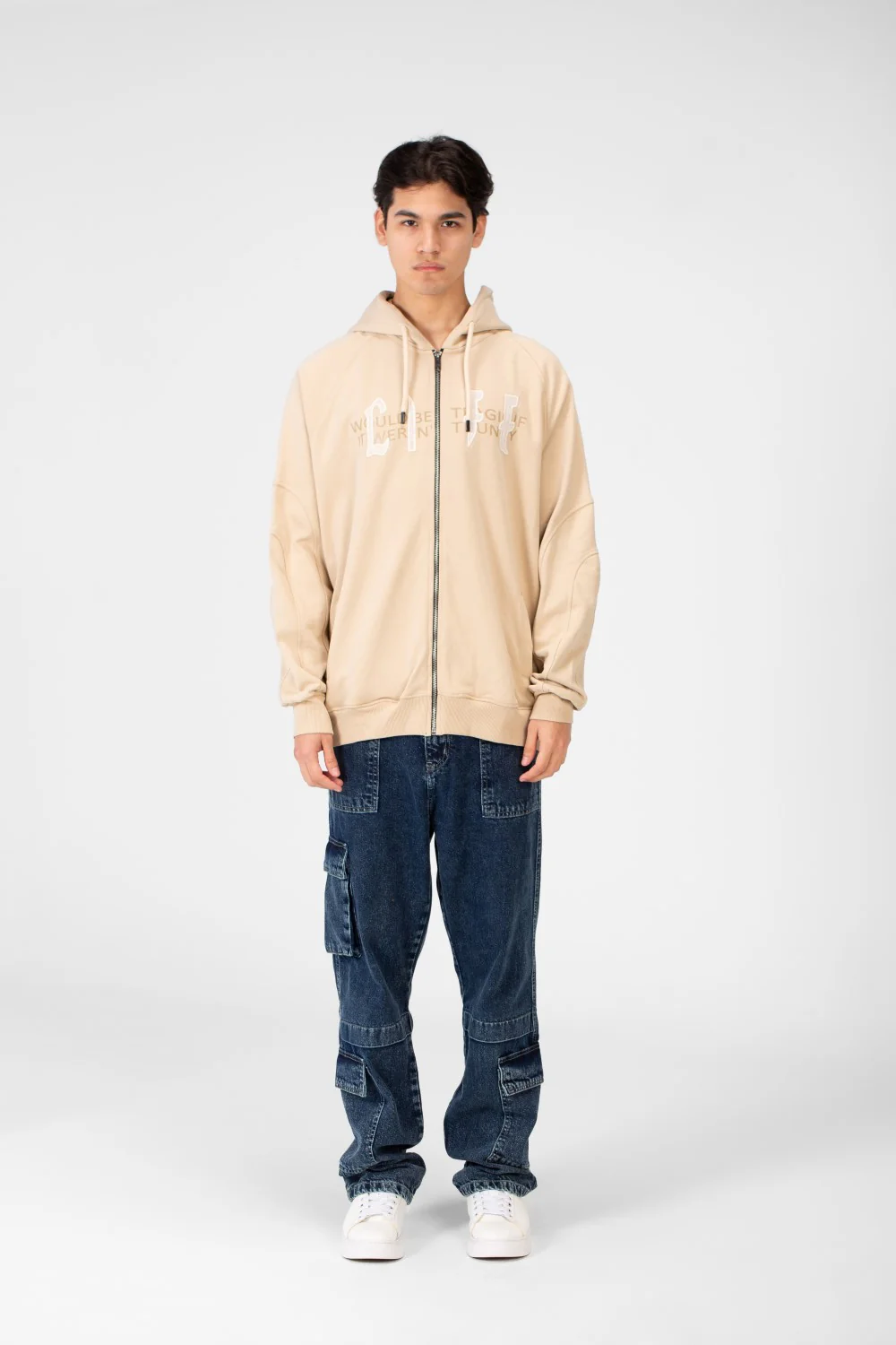 Men's Oversize Hooded Sweatshirt With Full Zipper - Image 4