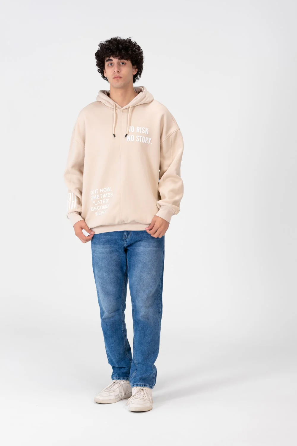 Men's Oversize Hoodie Sweatshirt Melton Material - Image 3