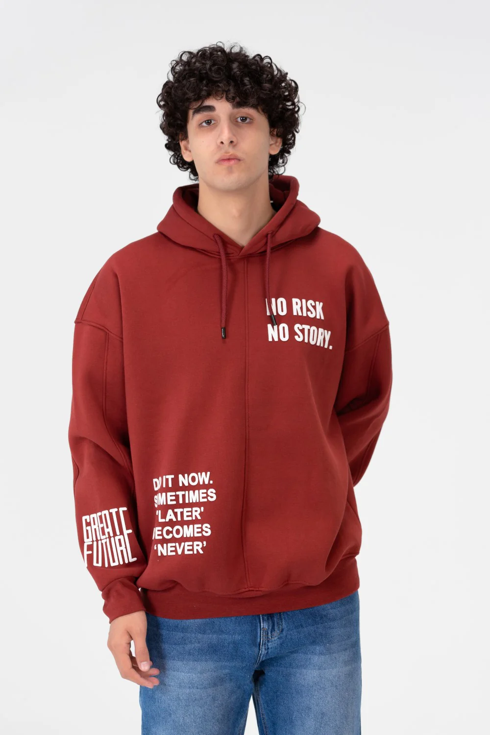 Men's Oversize Hoodie Sweatshirt Melton Material - Image 4