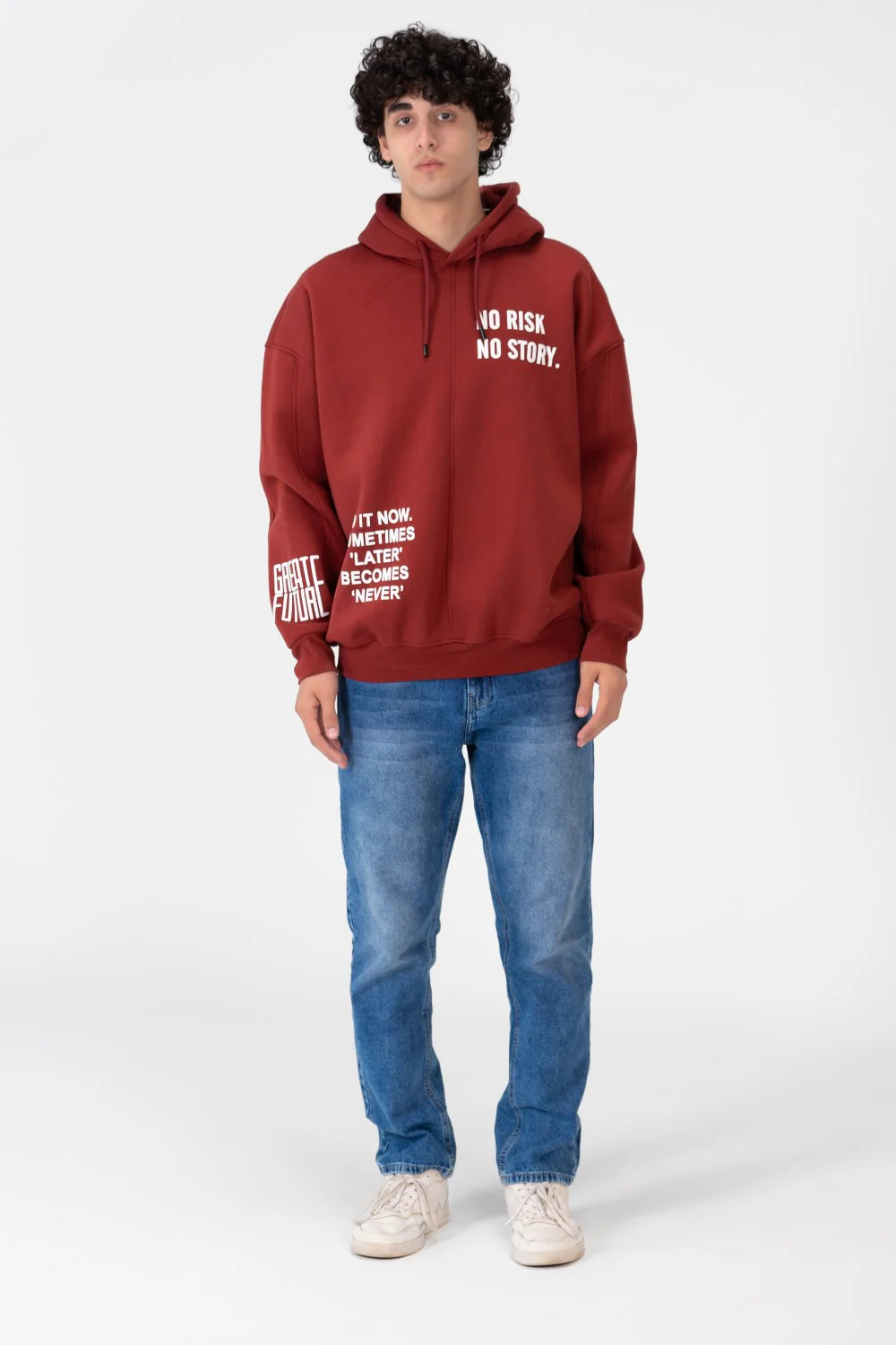 Men's Oversize Hoodie Sweatshirt Melton Material - Image 6