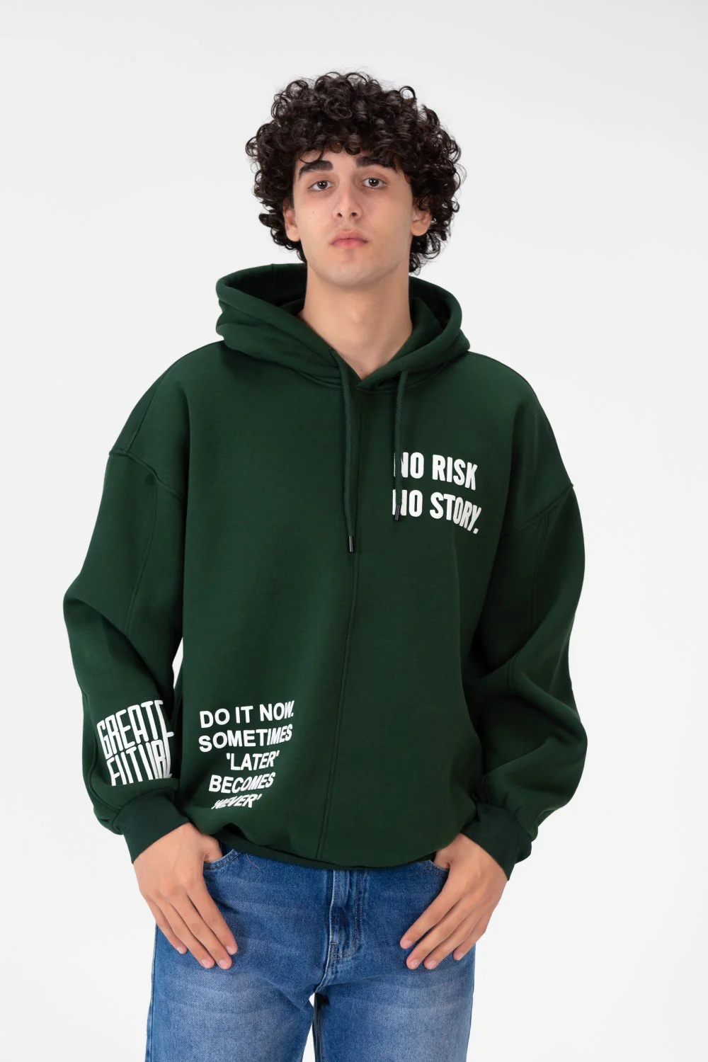 Men's Oversize Hoodie Sweatshirt Melton Material - Image 7