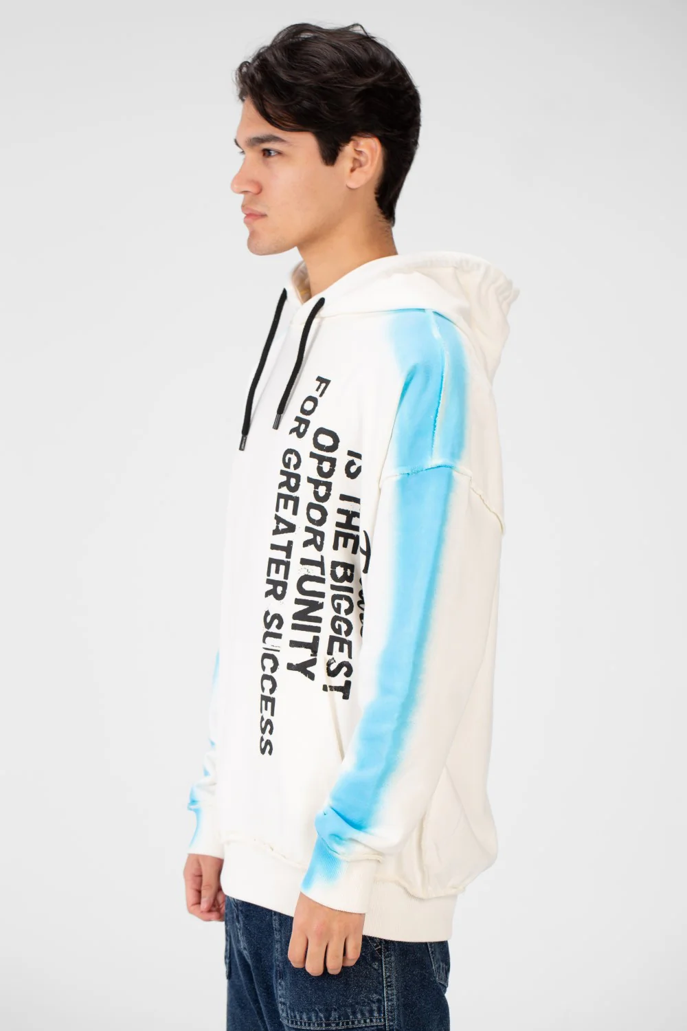 Men's Oversize Hoodie Sweatshirt With Text Print - Image 3